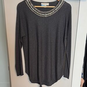 MICHAEL Michael Kors Gray Embellished Long Sleeve Top